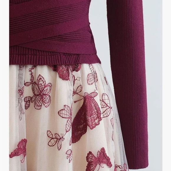 Chicwish Cream and Red Floral A-Line Dress - Picture 4 of 16